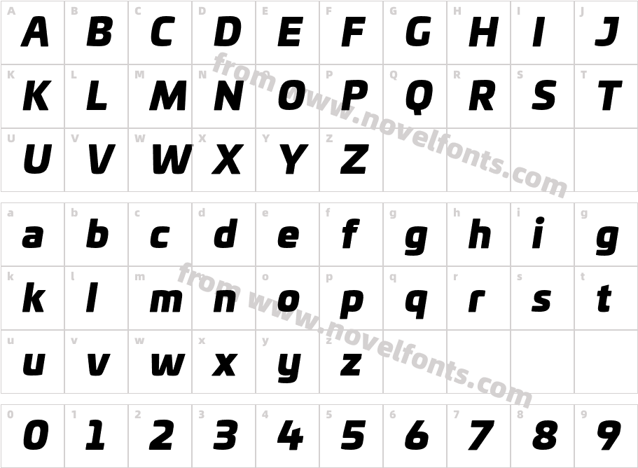Univia Pro Ultra ItalicCharacter Map