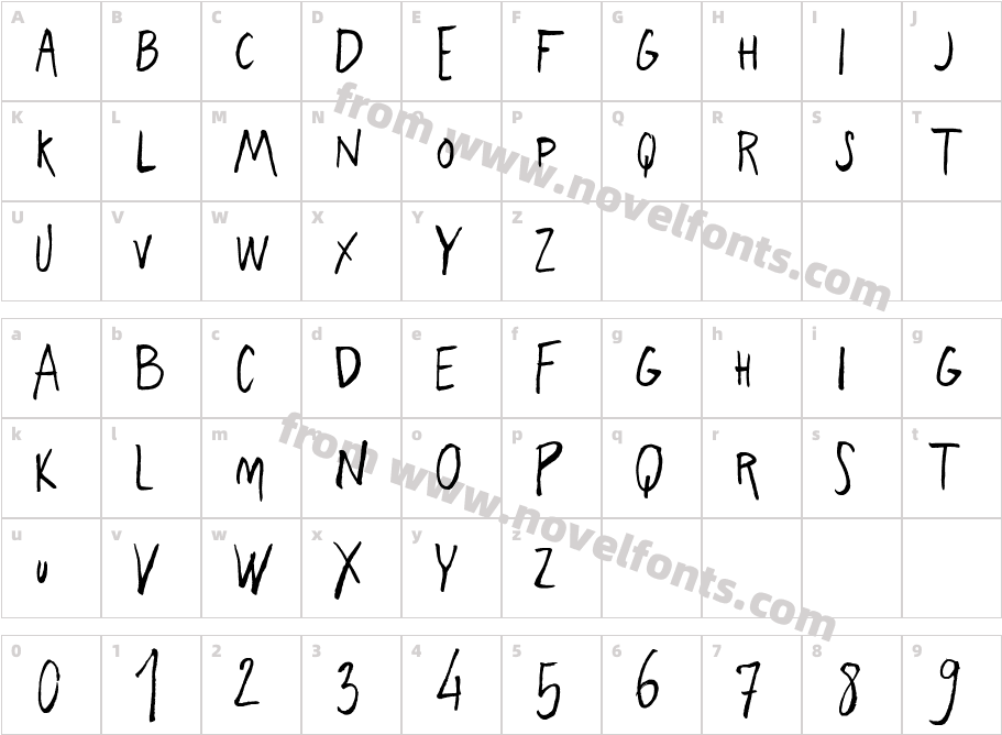 Unnamed freehand blockletter reCharacter Map