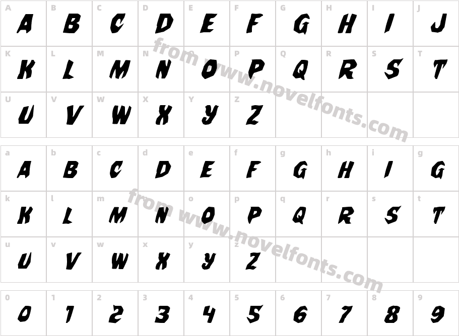 Nightchilde ItalicCharacter Map