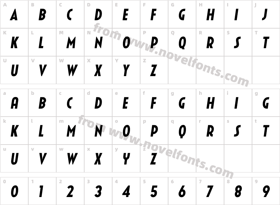 Uomo Condensed Bold ItalicCharacter Map