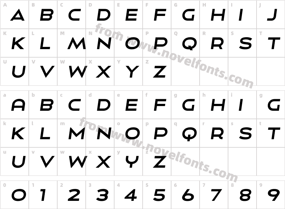 Uomo Expanded Bold ItalicCharacter Map