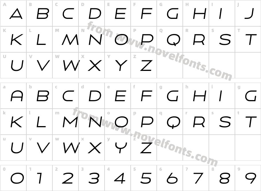 Uomo Expanded ItalicCharacter Map