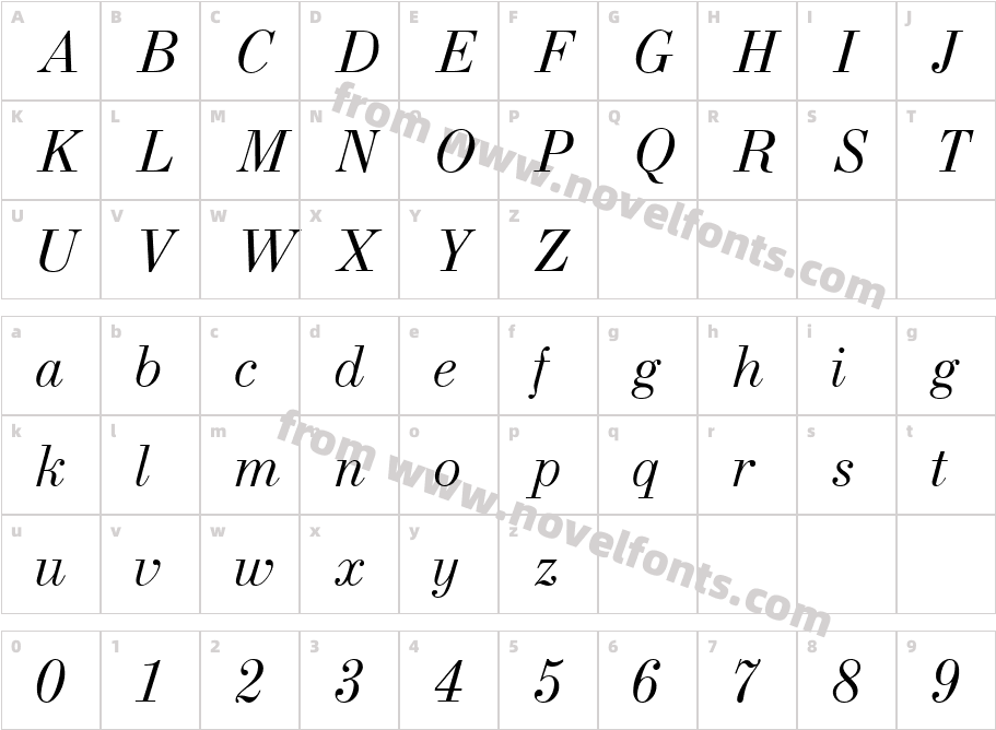 Usual New ItalicCharacter Map