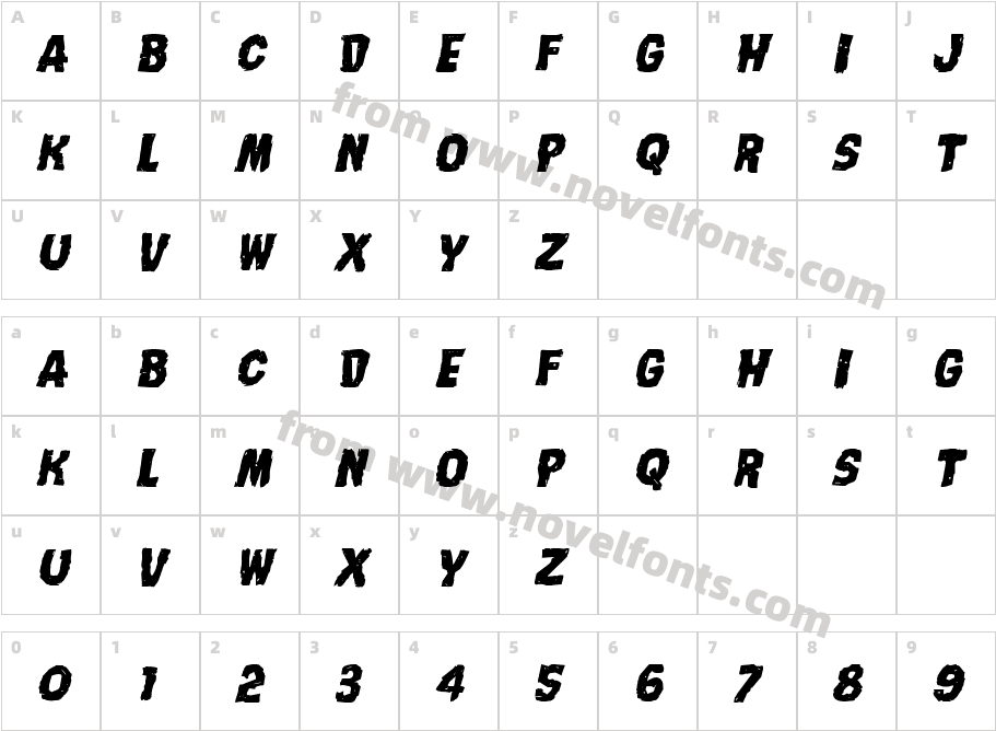 Nightmare Alley Expanded ItalicCharacter Map