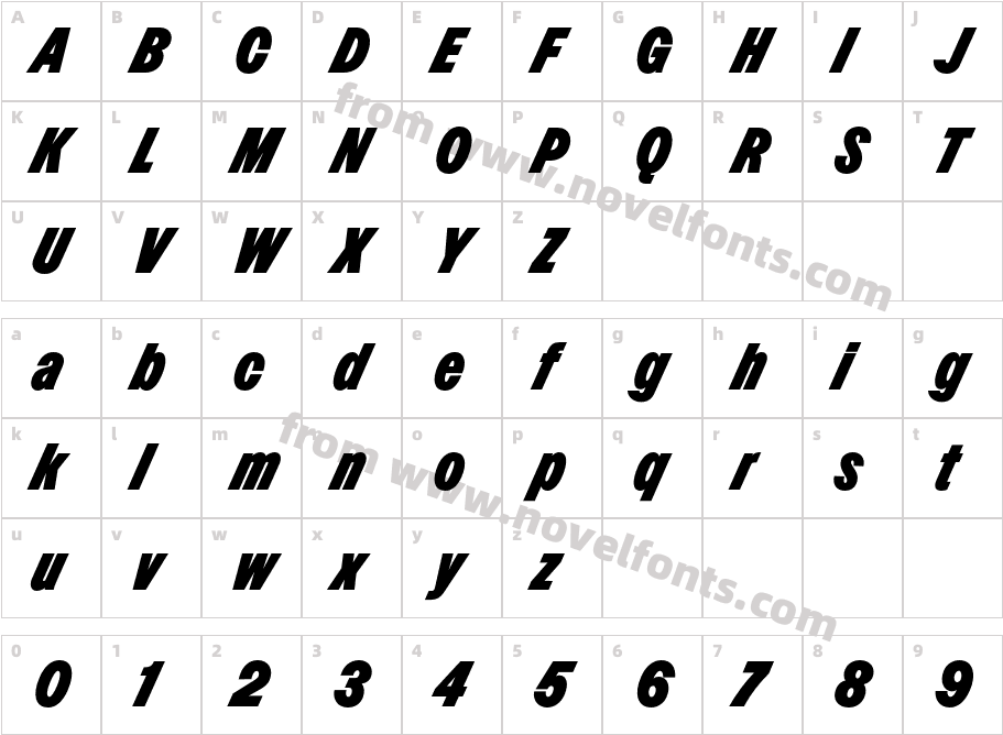 VC Nudge Trial Black Very ItalicCharacter Map