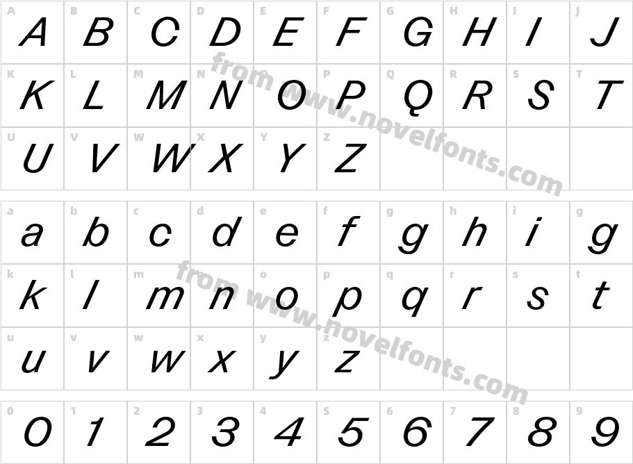 VC Nudge Trial Normal Regular Very ItalicCharacter Map