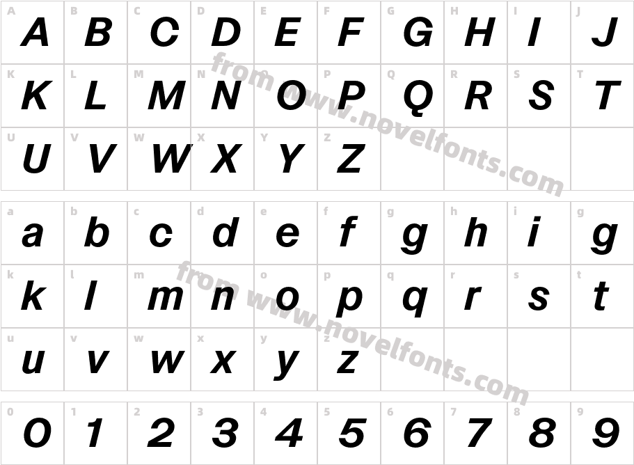 VC Nudge Trial Normal Semibold ItalicCharacter Map