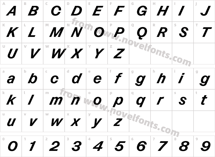 VC Nudge Trial Normal Semibold Very ItalicCharacter Map