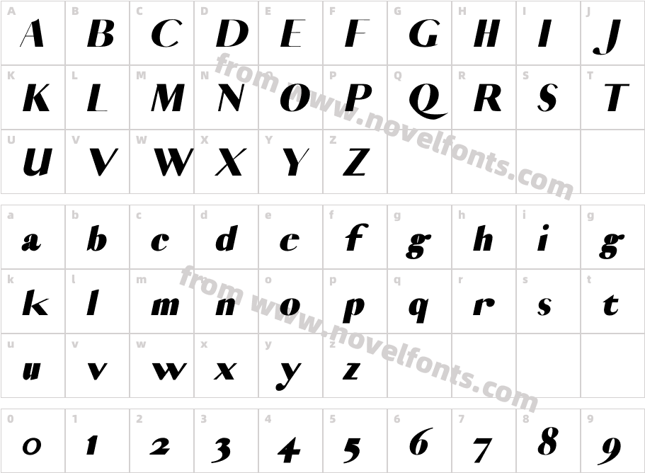 VOGUISH Black ItalicCharacter Map