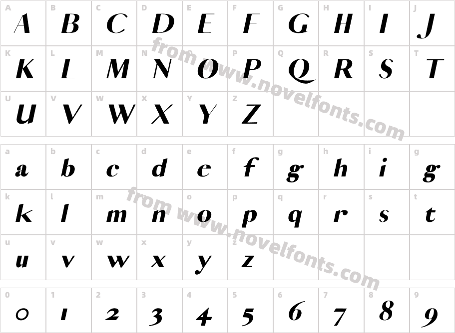 VOGUISH Extra bold ItalicCharacter Map