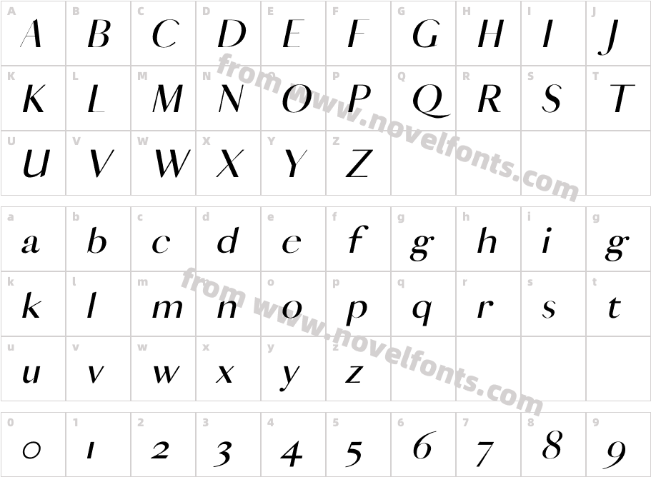 VOGUISH ItalicCharacter Map