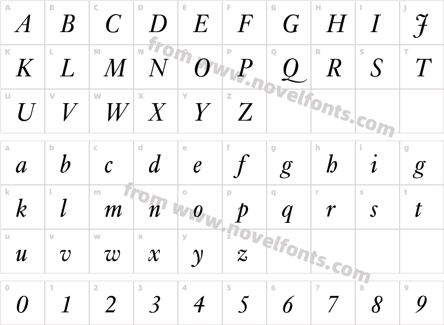 NikisEF-LightItalicCharacter Map