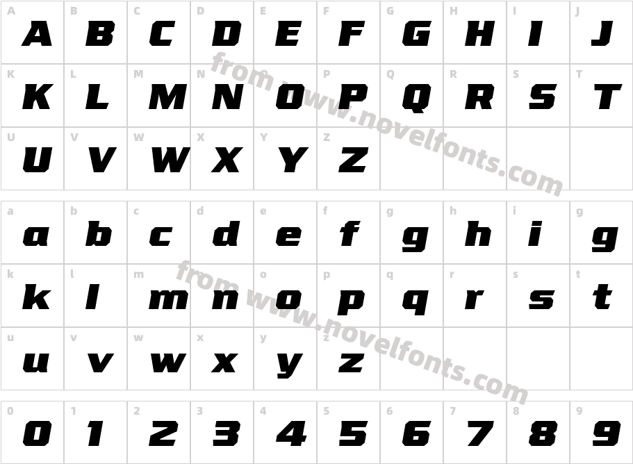 VTF League Black ObliqueCharacter Map