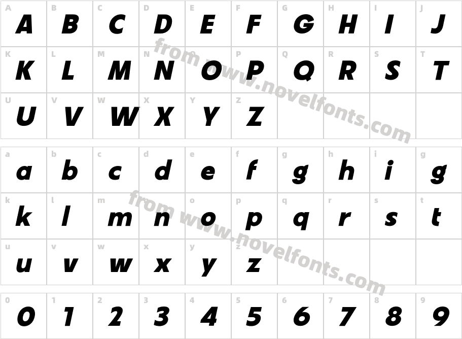 VVDS Fifties Exp Bold ItalicCharacter Map