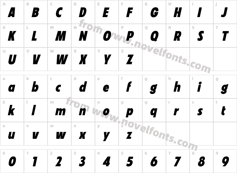 VVDS Fifties S Cond Bold ItalicCharacter Map