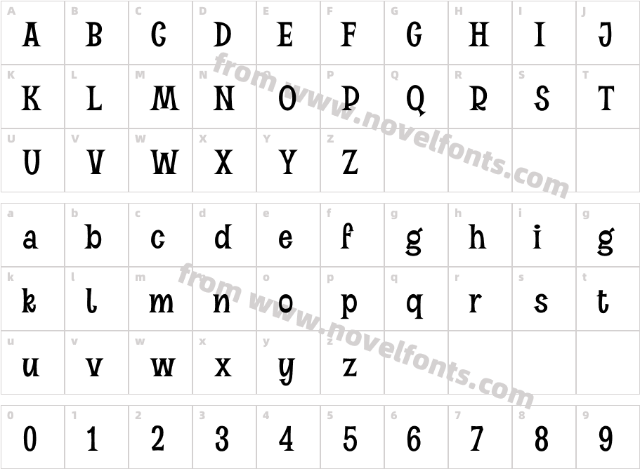 VVDS_ Halau_ Serif ThinCharacter Map