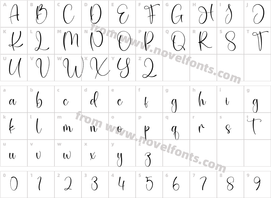 Vacation Signature RegularCharacter Map