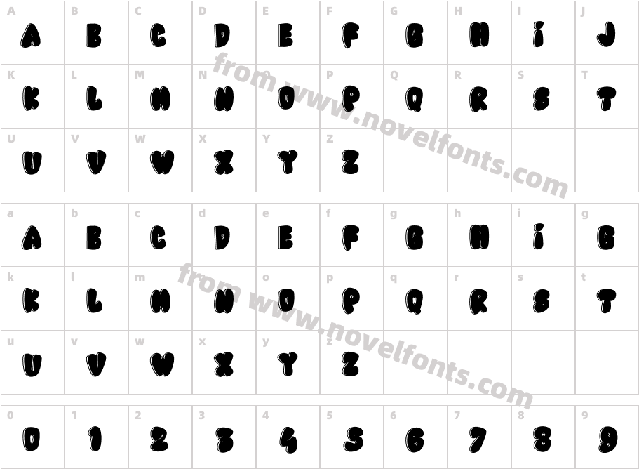 Valentina RegularCharacter Map