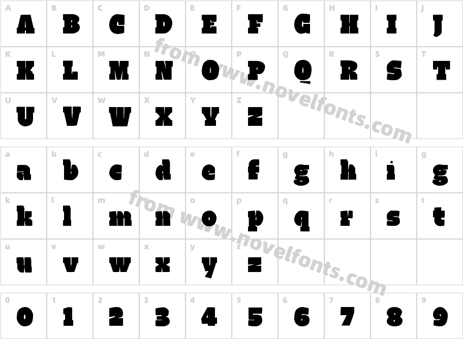 Valnera Monster VF RegularCharacter Map