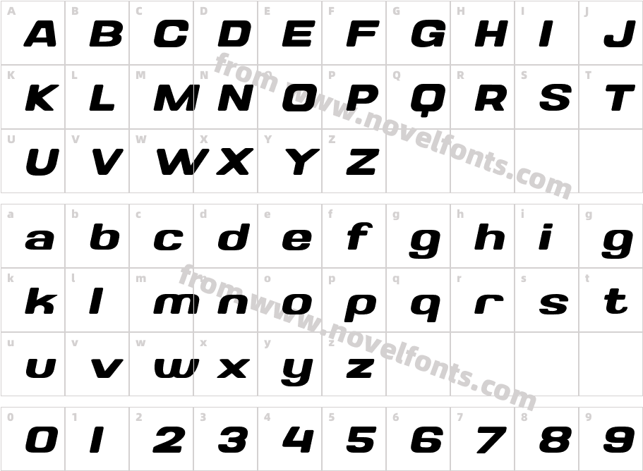 Valonik Semibold SlantedCharacter Map