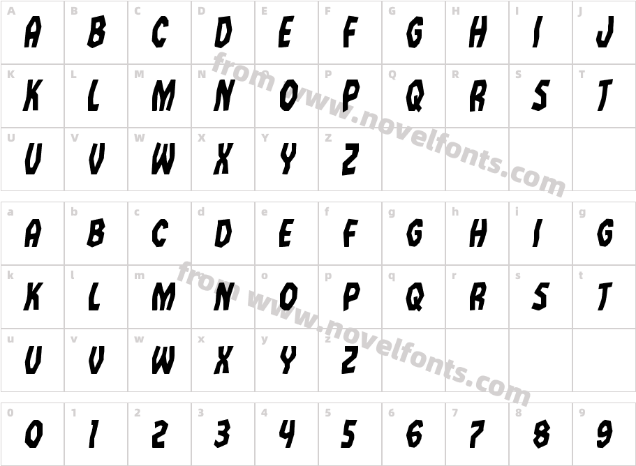 Vampire Bride Condensed ItalicCharacter Map