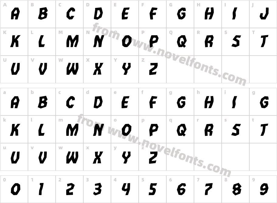 Vampire Bride Staggered ItalicCharacter Map