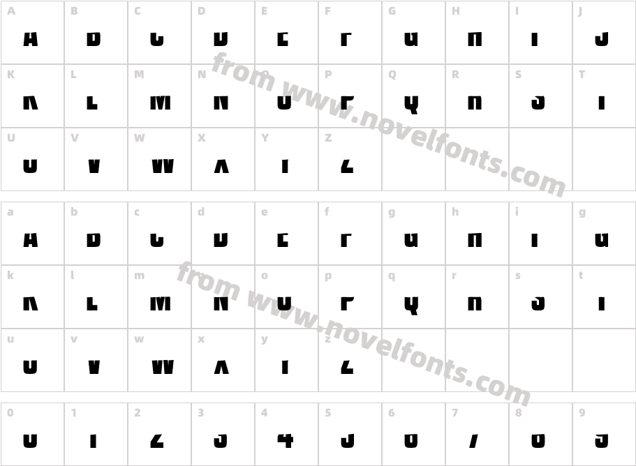 Vanchrome Horizon RegularCharacter Map