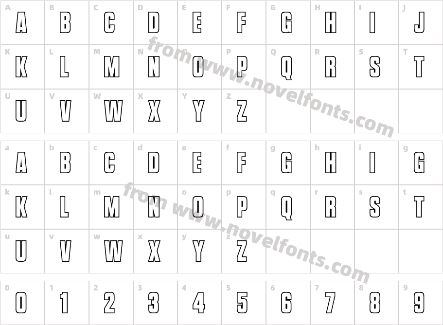 Vanchrome Outline RegularCharacter Map