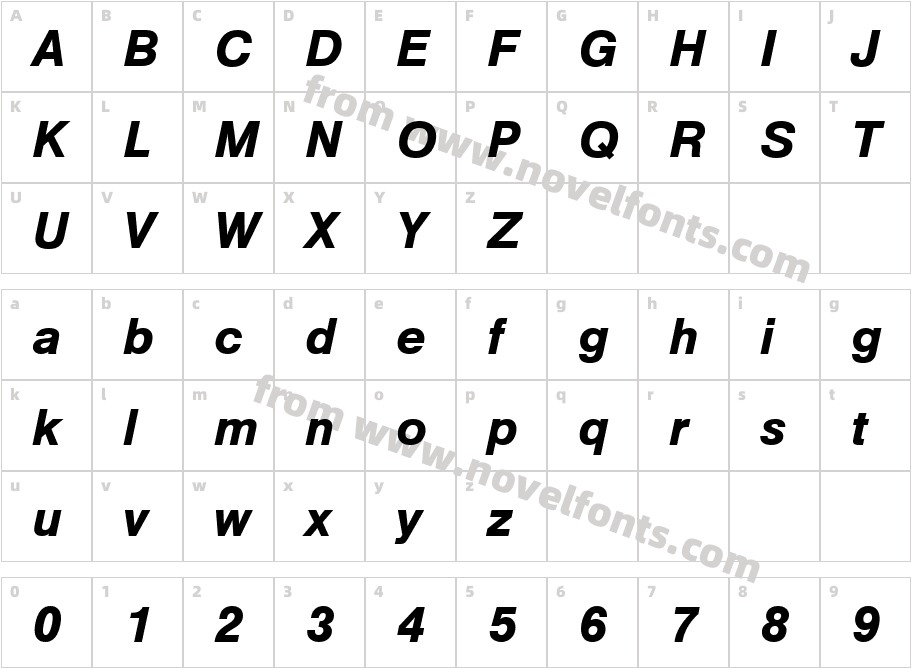 NimbusSanT Bold ItalicCharacter Map