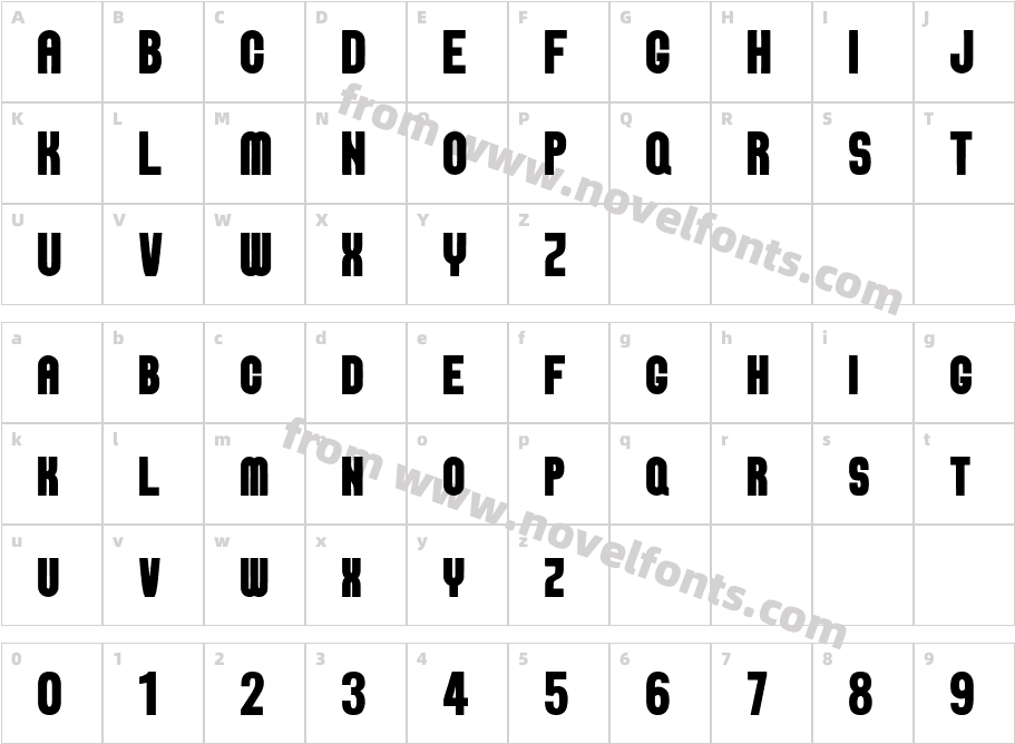 Vanguard BoldCharacter Map