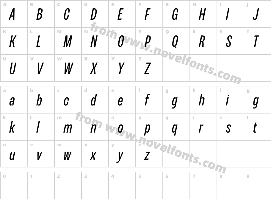 Variera DEMO ItalicCharacter Map