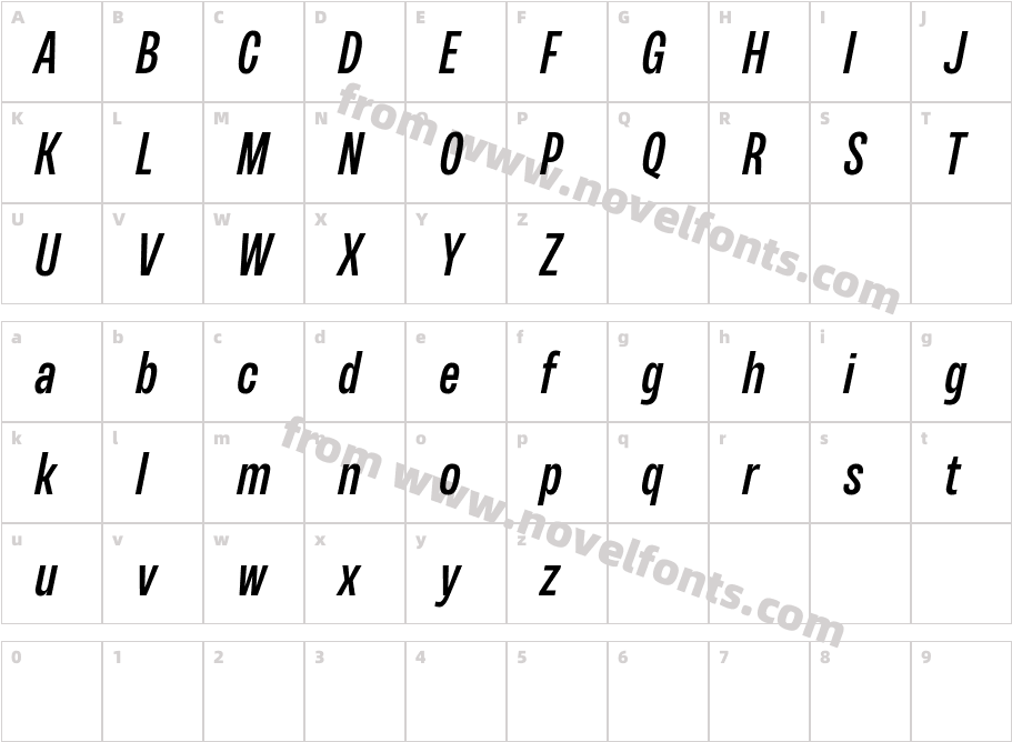 Variera DEMO Medium ItalicCharacter Map