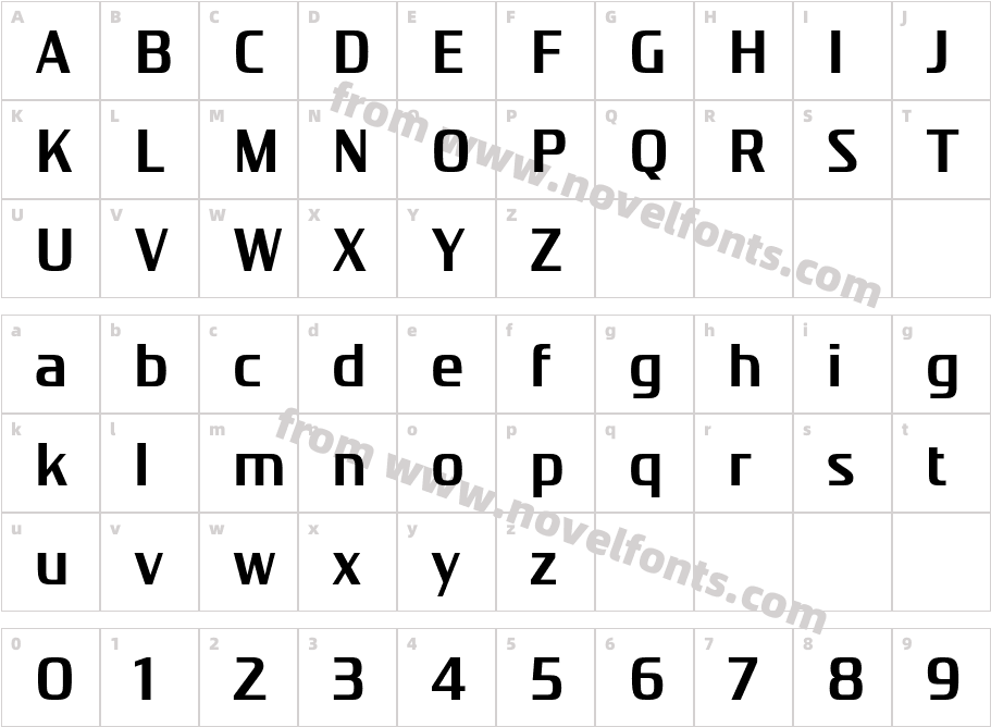 Vartek W05 Condensed MediumCharacter Map
