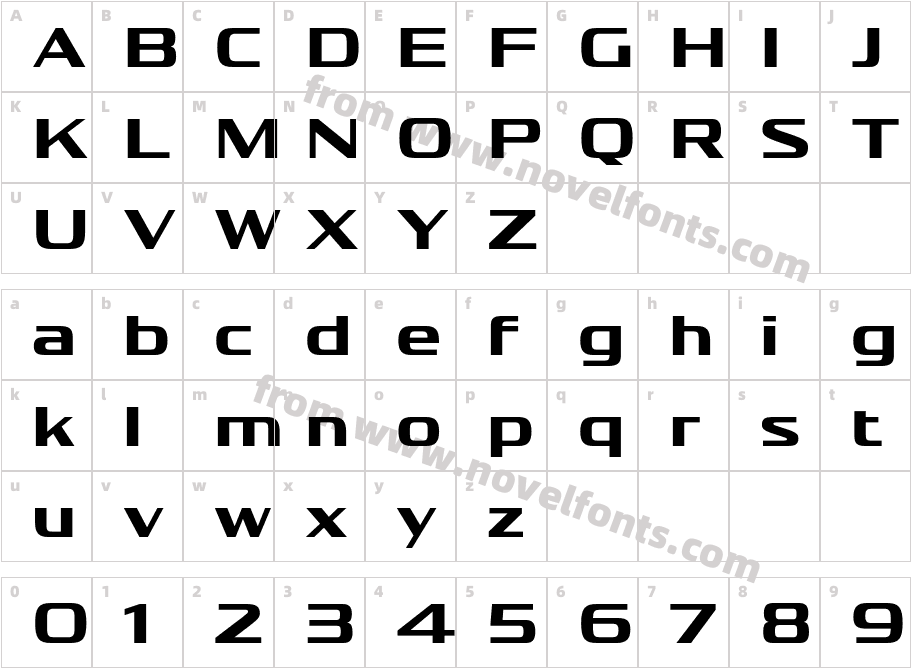 Vartek W05 Expanded BoldCharacter Map