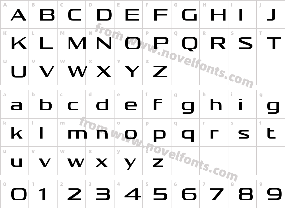 Vartek W05 Expanded MediumCharacter Map