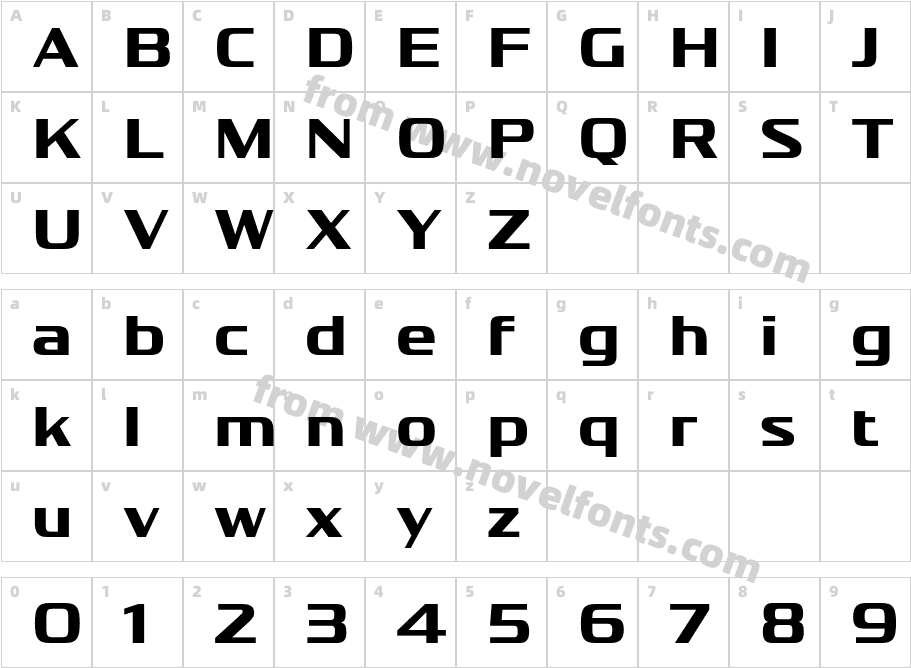 Vartek W05 Semi Expanded BoldCharacter Map