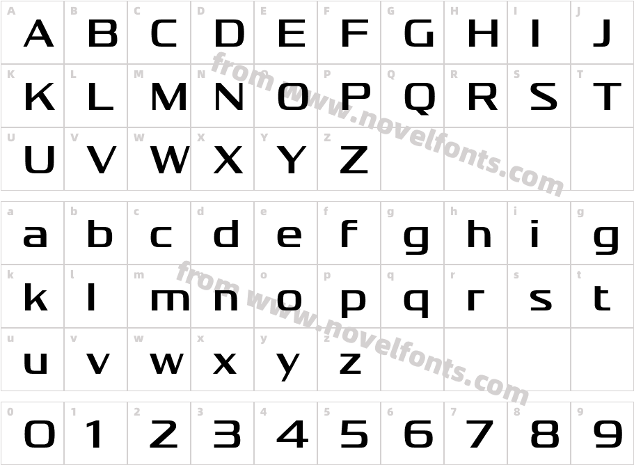 Vartek W05 Semi Expanded MediumCharacter Map