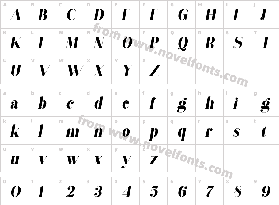 Vectory Bold ItalicCharacter Map