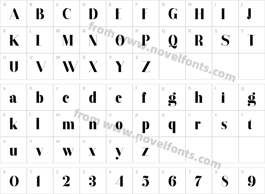 Vectory BoldCharacter Map