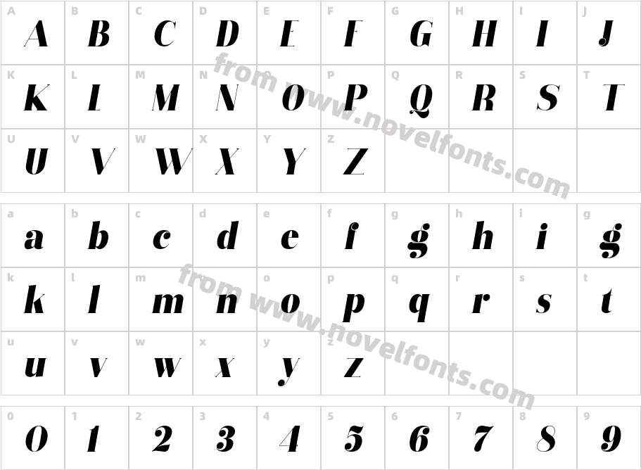 Vectory ExtraBold ItalicCharacter Map
