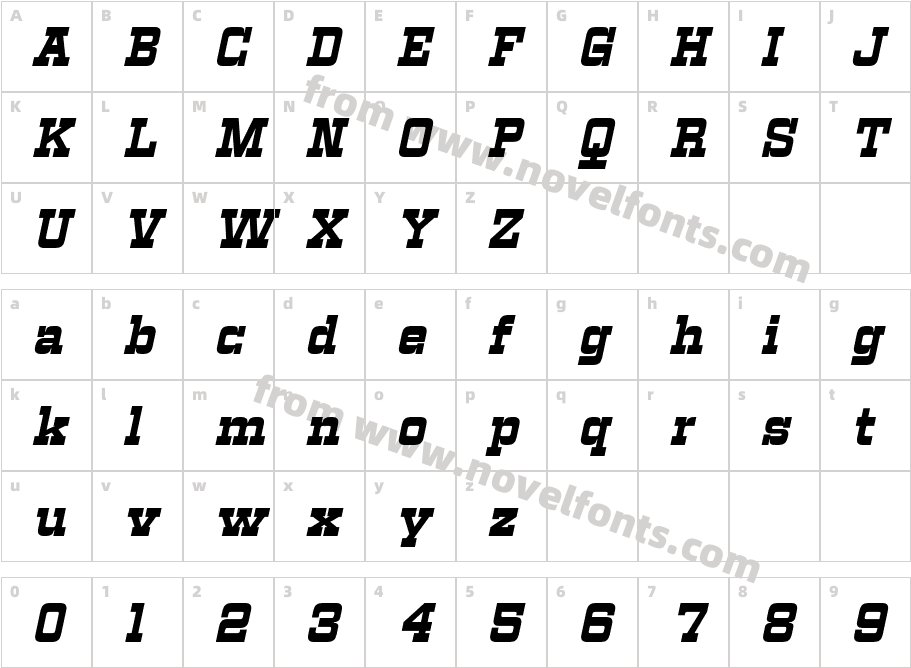 Vegelinu Black ItalicCharacter Map