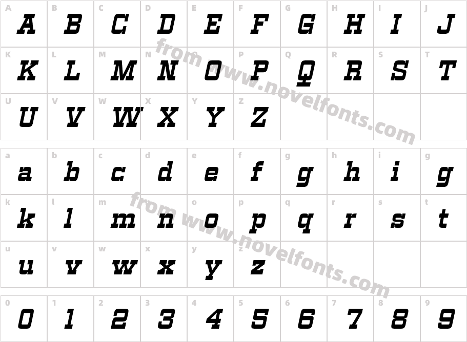 Vegelinu Extra Bold ItalicCharacter Map