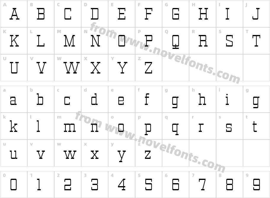 Vegelinu Extra LightCharacter Map
