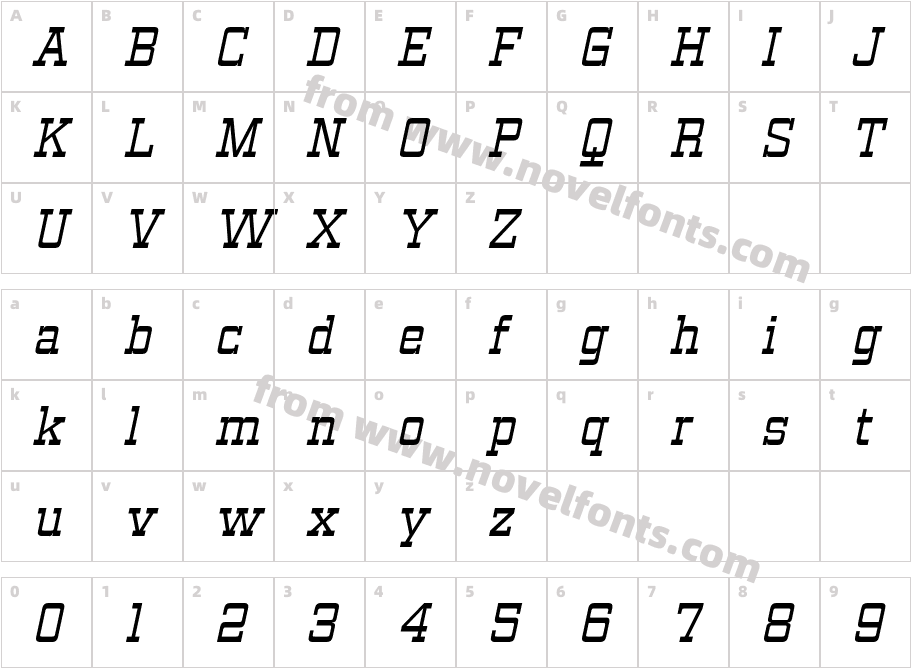 Vegelinu ItalicCharacter Map
