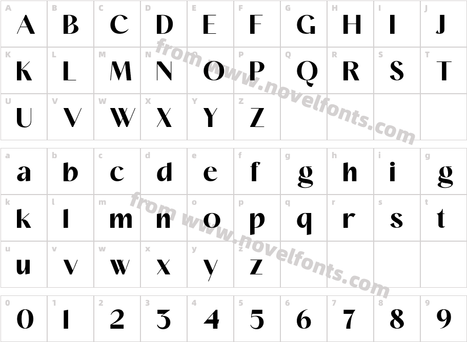 Velox BoldCharacter Map