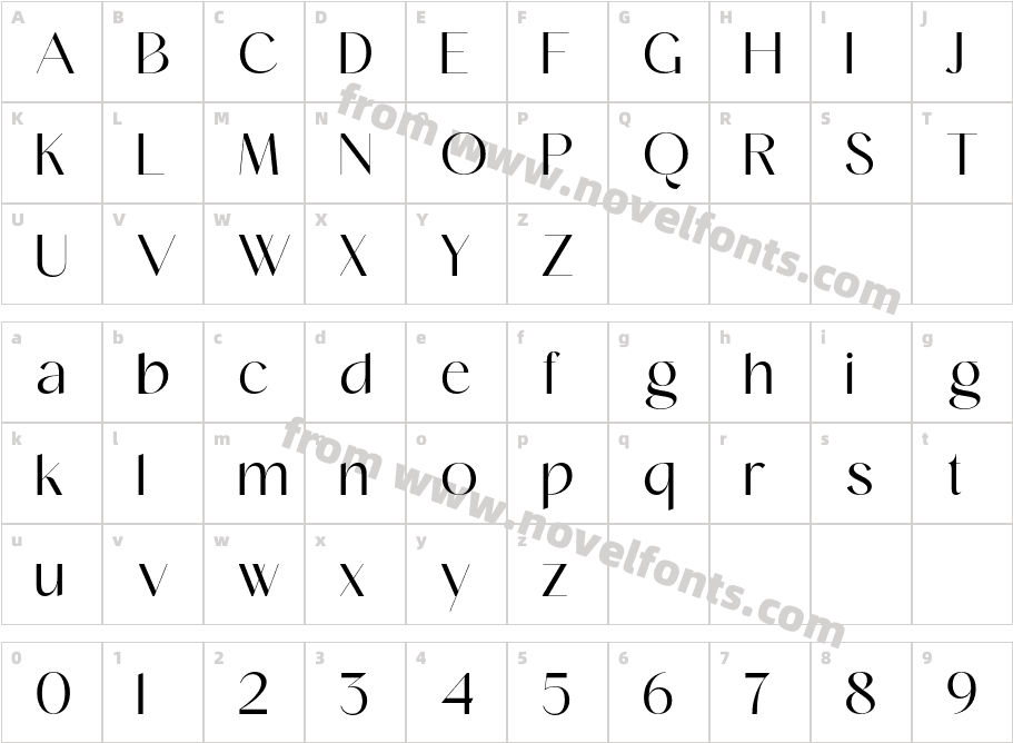 Velox RegularCharacter Map