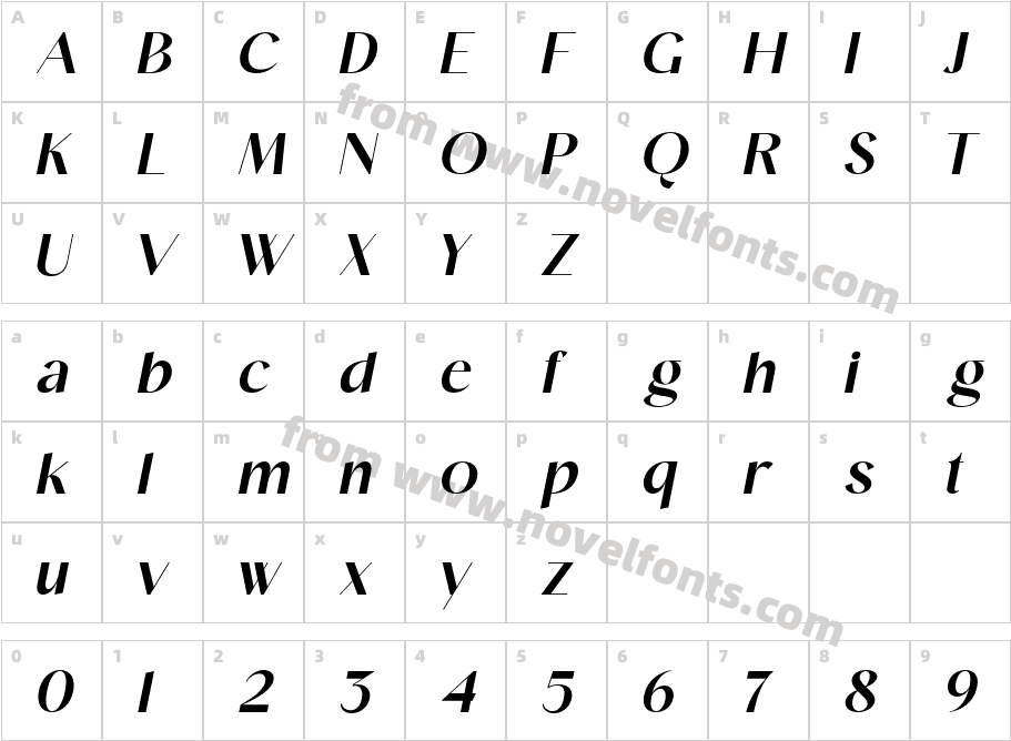Velox Semibold ItalicCharacter Map