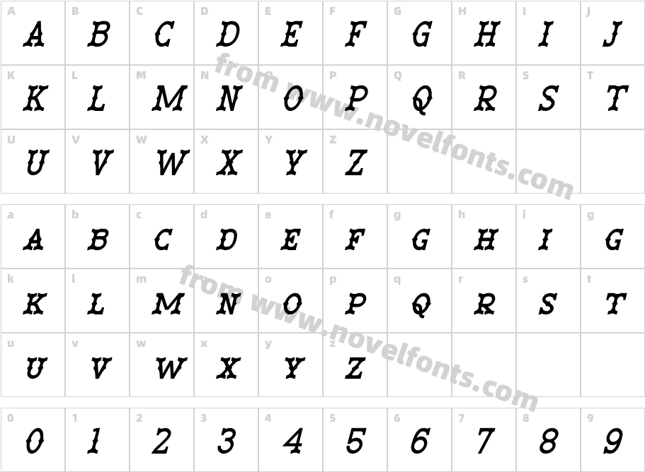 Venata ItalicCharacter Map
