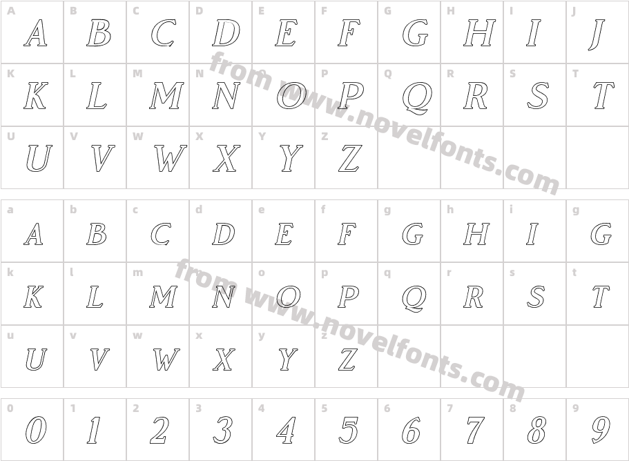 Vendeur Outline ItalicCharacter Map