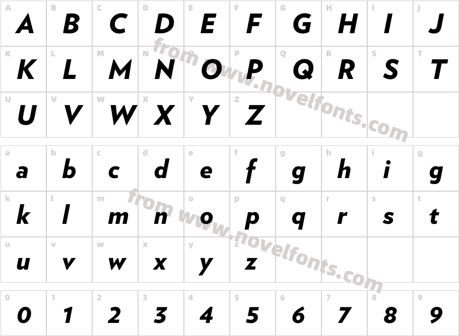 Verlag Black ItalicCharacter Map